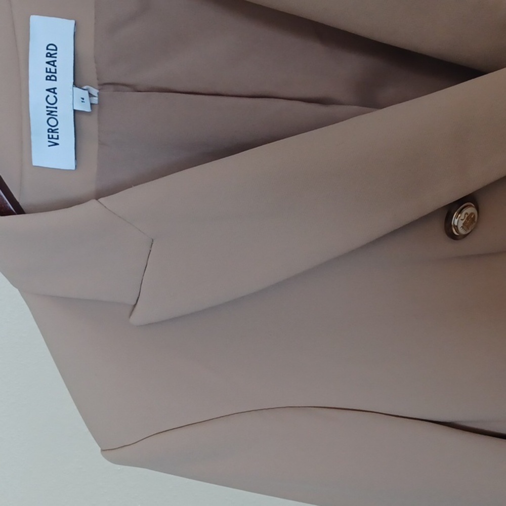Veronica Beard Miller Dickey Jacket Blazer SZ 14 Double Breasted Khaki Camel - Picture 8 of 16